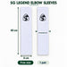 SG Legend white elbow sleeves fully extended with 40 cm length and 8 cm width arrows showing stretchable knit