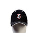 SG Maxxum Black Cricket Cap front view with SG shield, white peak stitching and white brim trim