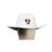 SG Panama Premier 2.0 white wide-brim cricket hat with front SG shield and green brim underside
