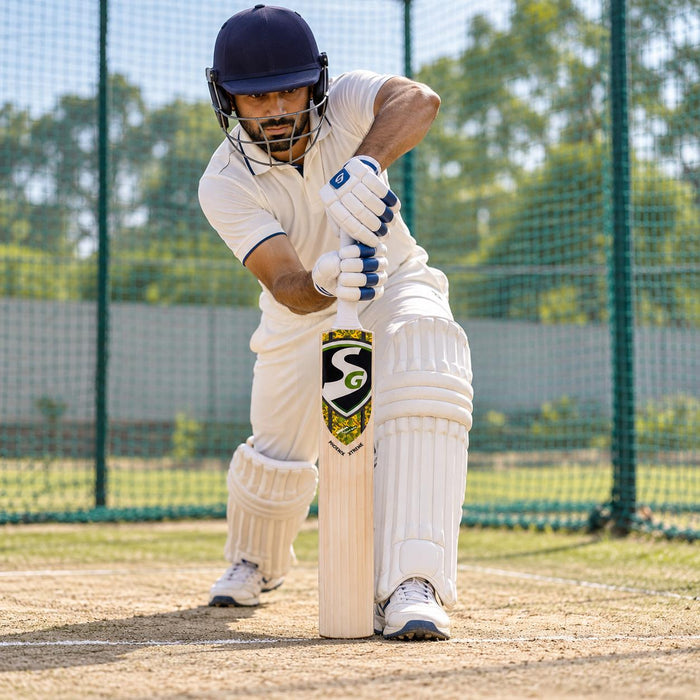 Cricketer using the SG Phoenix Xtreme Kashmir Willow Cricket Bat - SH during practice in cricket nets