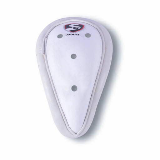 SG Profile cricket abdomen guard white guard front view