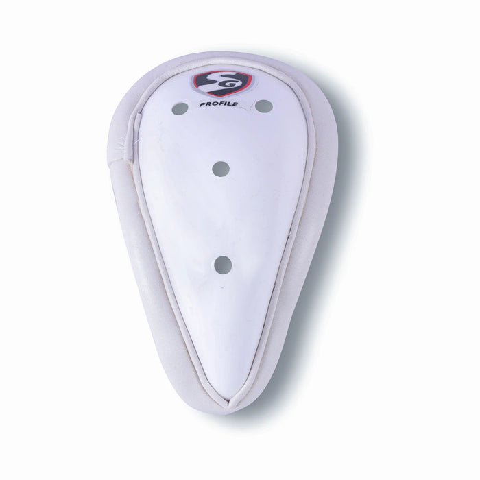 SG Profile cricket abdomen guard white guard front view