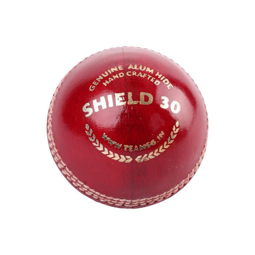 SG Shield 30 Red leather cricket ball, studio product view