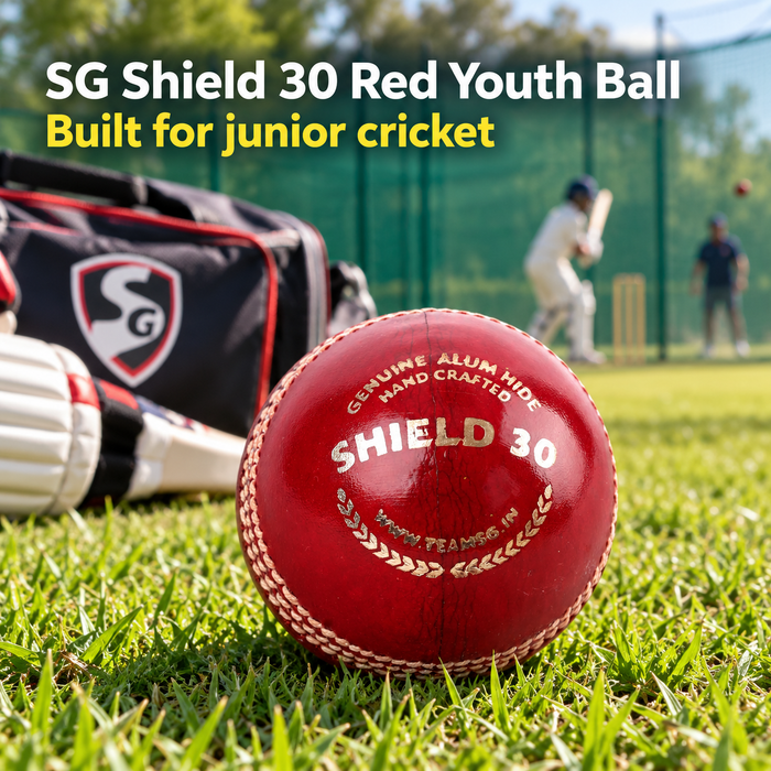 SG Shield 30 Red Youth Leather Cricket Ball - cricket practice setting