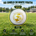 SG Shield 30 White Youth ball size: 133-144 g weight, 22 cm circumference and 7 cm diameter