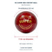 SG Super Red Leather Cricket Ball - arrows showing ball diameter and circumference with per-ball weight