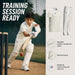Junior batter wearing the Sportiff short sleeve cricket shirt and matching trousers