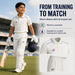 Junior player wearing the Sportiff short sleeve white cricket shirt and trousers at the ground