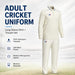 Sportiff long sleeve white cricket shirt and trouser set with fabric and care features
