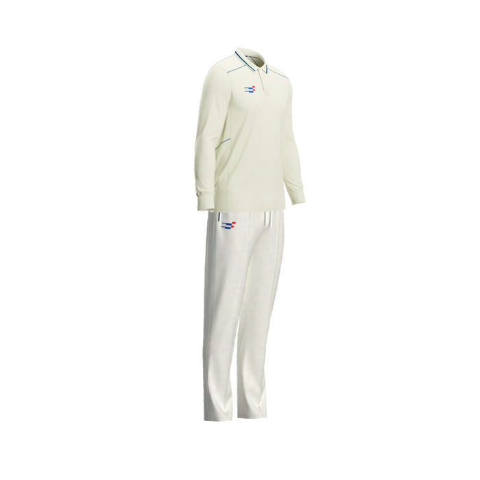 Sportiff long sleeve white collared cricket shirt and matching trousers