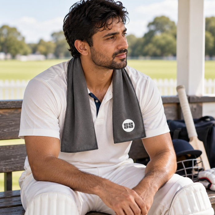 SS grey cooling towel - product in use