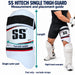 SS Hitech single outer thigh guard actual shape with pad-only length, curved width and leading thigh fitting example