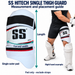 SS Hitech single outer thigh guard actual shape with pad-only length, curved width and leading thigh fitting example