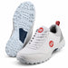 SS Slasher White/Grey/Red Cricket Shoes - pair showing front upper and complete sole