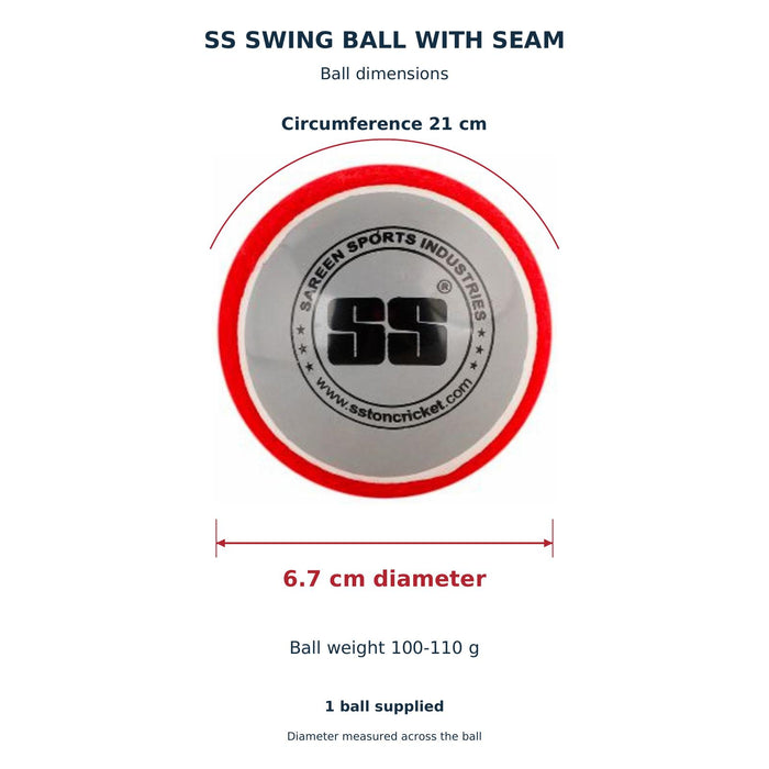 SS swing ball dimensions: diameter 6.7 cm, circumference 21 cm, weight 100-110 g