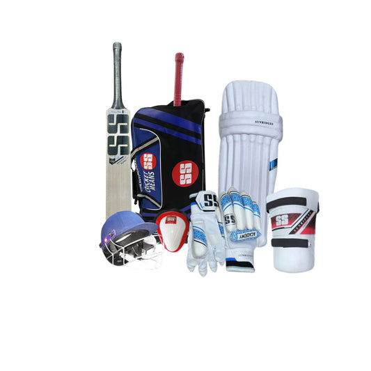 SS SKY Super Kashmir Willow Cricket Junior Kit, Complete Set with Accessories, Bat, Kit Bag, Gloves, Guards