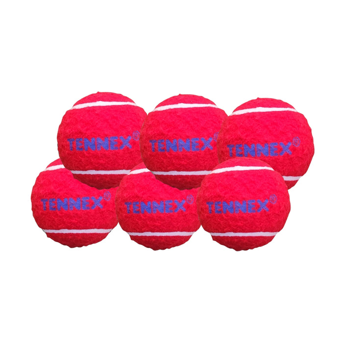 Six Tennex hard red cricket tennis balls supplied in this pack