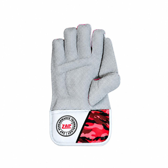 ZAP Club wicket keeping glove grey textured rubber palm grip and square cuff with ZAP logo