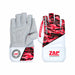 ZAP Club wicket keeping gloves pair showing red and black camouflage backs, grey palm grip and white cuffs
