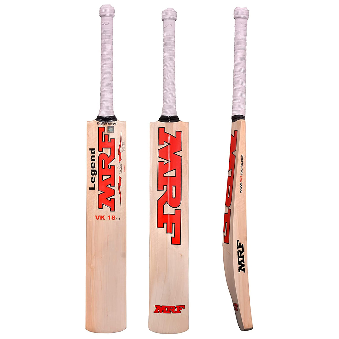 MRF Junior English Willow Legend VK 18 Master Red Cricket Kit Complete Set with Bat, Kit Bag, Gloves, Guards & Accessories